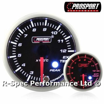 52mm Prosport Premium Amber White Stepper Peak Auspuff Temperaturanzeige °C
