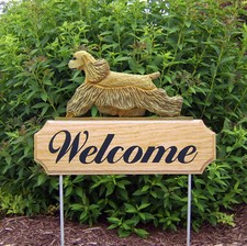 Cocker Spaniel Wood Welcome Outdoor Sign Buff