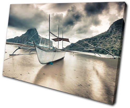 Impression Sur Toile Déco Murale - Sunset Seascape Beach Sandals - Style Moderne Bleu - Neuf