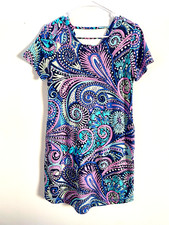 T by Talbots Ladder Back Confetti Paisley Dress Small Petite Cotton Modal Blend