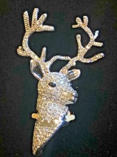 JOAN RIVERS PRIVATE COLLECTION SILVER-TONE FACETED CRYSTAL DEER BROOCH PIN 