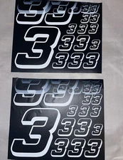 Discounted - Matte Black  W/ White  #3’s  R/c    Decals NOT CUT Box L4