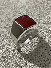 Yemeni Aqeeq Ring For Men, Carnelian Ring With Sterling Silver 925, Natural Agat