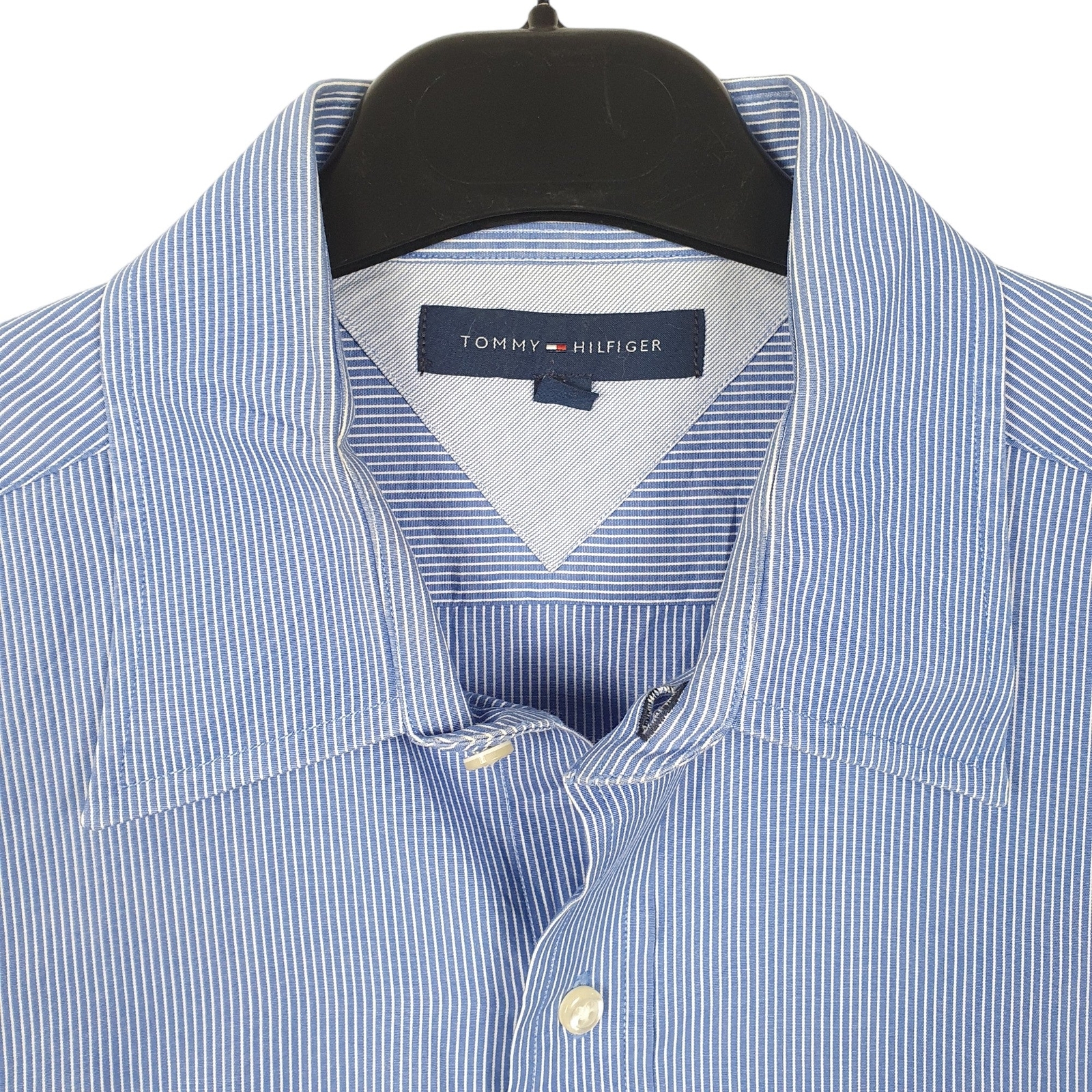 TOMMY HILFIGER Blue Striped Shirt Long Sleeve Casual Mens M image 2