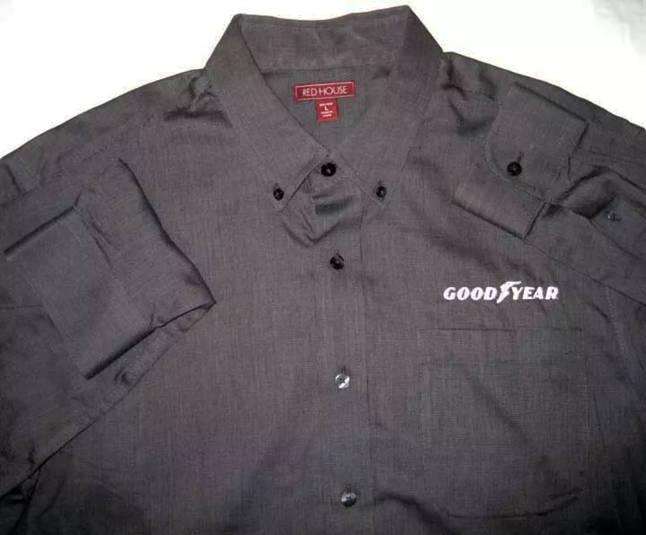 Goodyear ® Akron Ohio - Embroidered Trademark Dark Gray L Large Shirt New NWOT