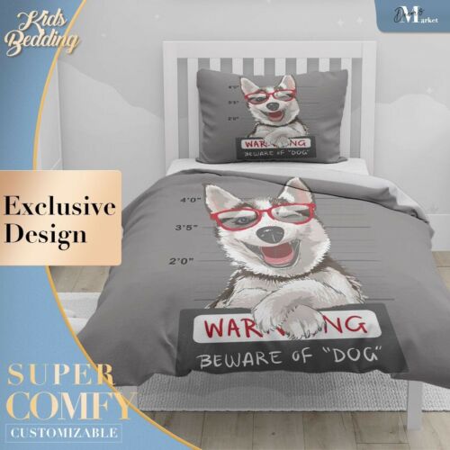 Mugshot Dog Art Pop Art Gray Duvet Cover Single Bed Double Queen King - Picture 1 of 10