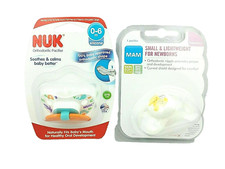 2 Pacifier Orthodontic NUK MAM Silicone BPA Free Lightweight Twins Baby Shower