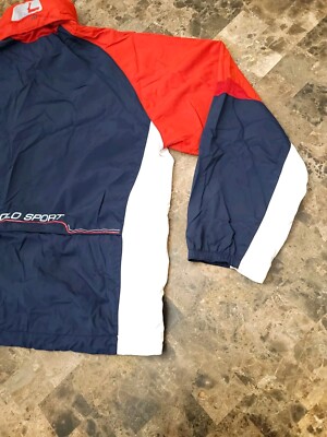Vtg Polo Sport Ralph Lauren RL-67 Performance Full-Zip Red Blue