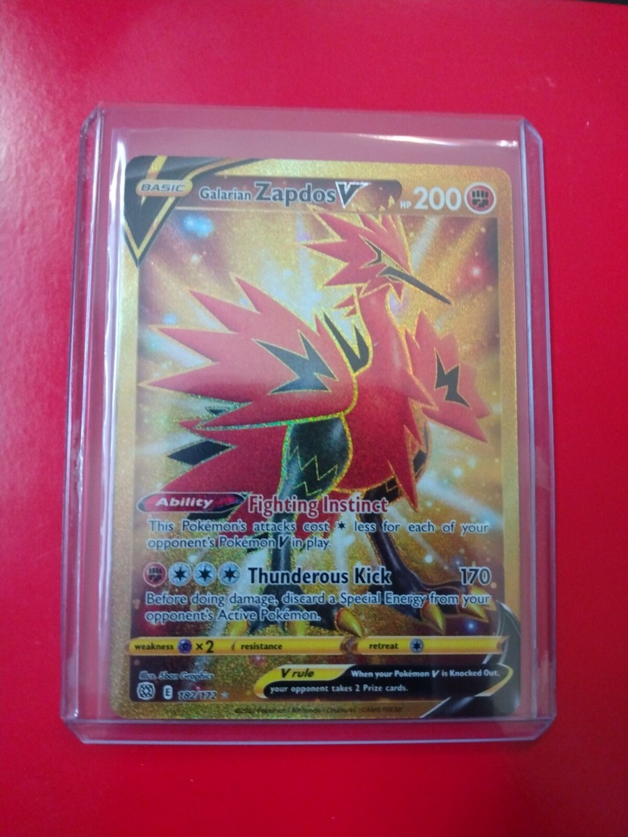 zapdos pokemon card gold Galarian V - 182/172 - Secret Rare Lightning Thunder (60) Flip a coin Galarian Zapdos V Gold Secret