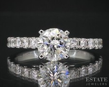 14k White Gold Round GIA Natural 1.71ctw Diamond Engagement Ring 3.9g i19102