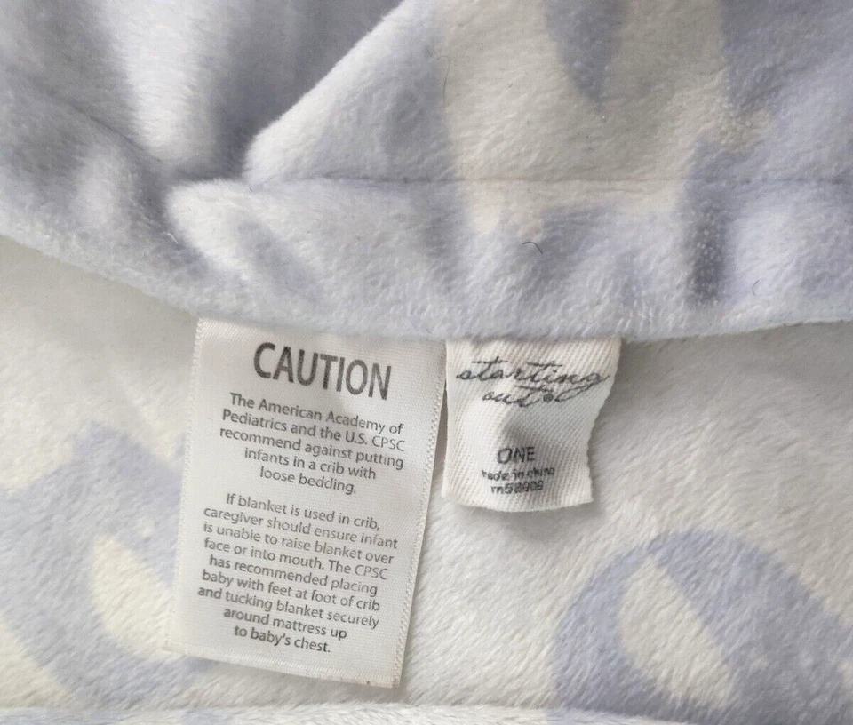 Starting Out Blue White Elephant Baby Blanket Lovey Reversible Soft 30x40 - Image 2 of 3