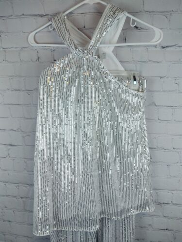Grace Karin Silver Sequin Sleeveless 2 Piece Pants Outfit NWT, Sz. M - Picture 2 of 12