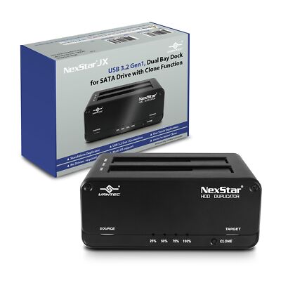 NexStar JX, USB 3.2 Gen1, Dual Bay Dock for SATA III Drive with Clone Functio...