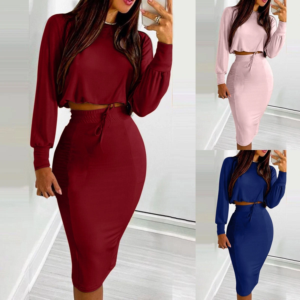 Two piece top outfits skirt