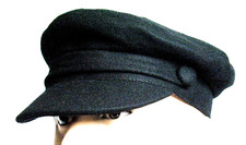 Fiddler Breton Sailor Captain Cap 60s Vintage Style Hat Wool by G&H Hats Black