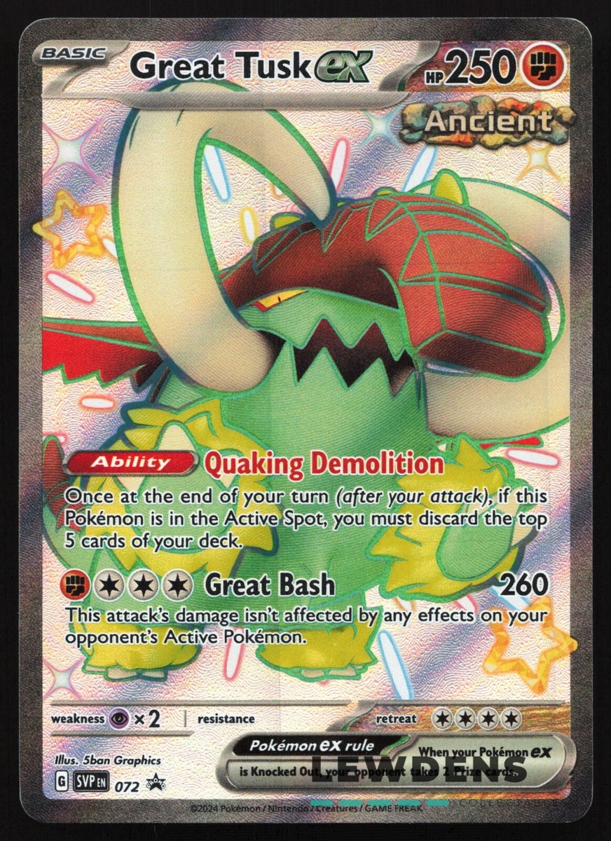 Great Tusk ex - SVP 072 - Full Art Shiny - SV Black Star Promos - Pokemon  Card | eBay