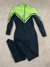 Vintage Henderson Wetsuit Mens Size 28 1/2 Zip Cuff Tapered Green Black