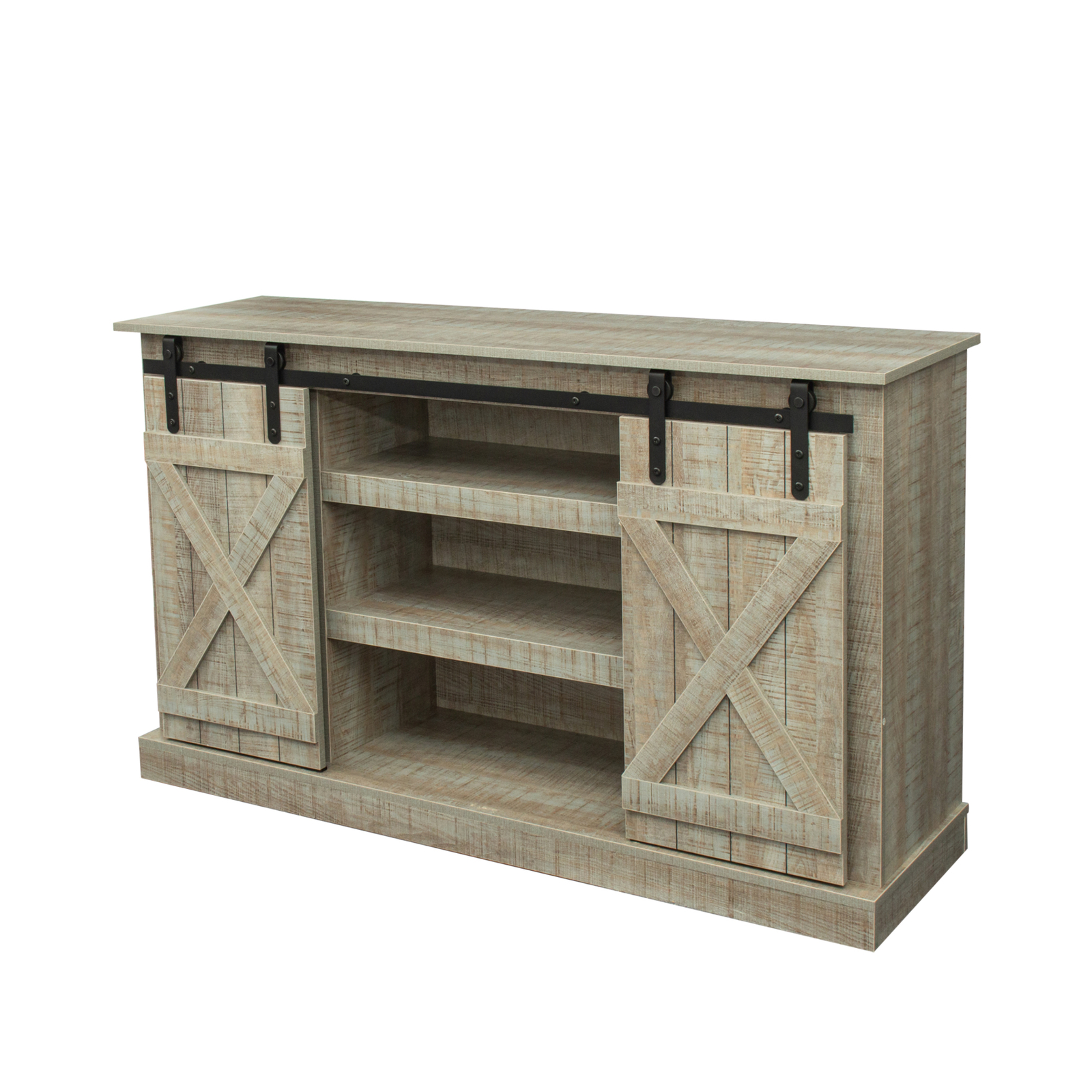 Farmhouse Sliding Barn Door TV Stand for TV up to 65 Inch Flat Screen Media