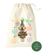 Personalised Happy Birthday Dog Gift Bag for Dogs ? Custom Name & Photo Print