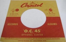 Company Sleeve 45 CAPITOL - Brown w/ Red Text Optional Center 1951-1953 O.C.45