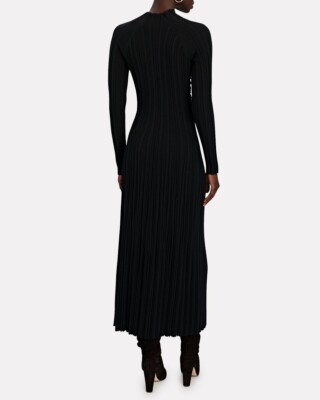 Dion Lee L49807 Women's Black Lung Twist Rib Knit Midi Dress Size
