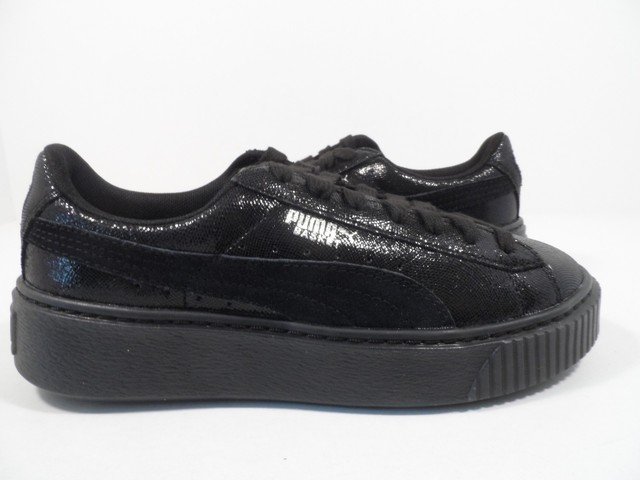 puma black basket trainers