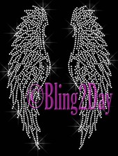 Huge Angel Wings - CLEAR - Rhinestone Iron on Transfer Hot Fix Bling DIY