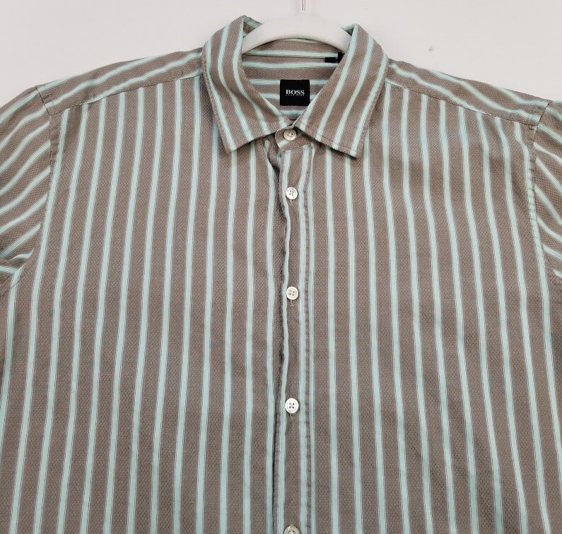 Boss Hugo Boss Button Up Shirt Men’s Extra Large XL Striped Long Sleeves Cotton