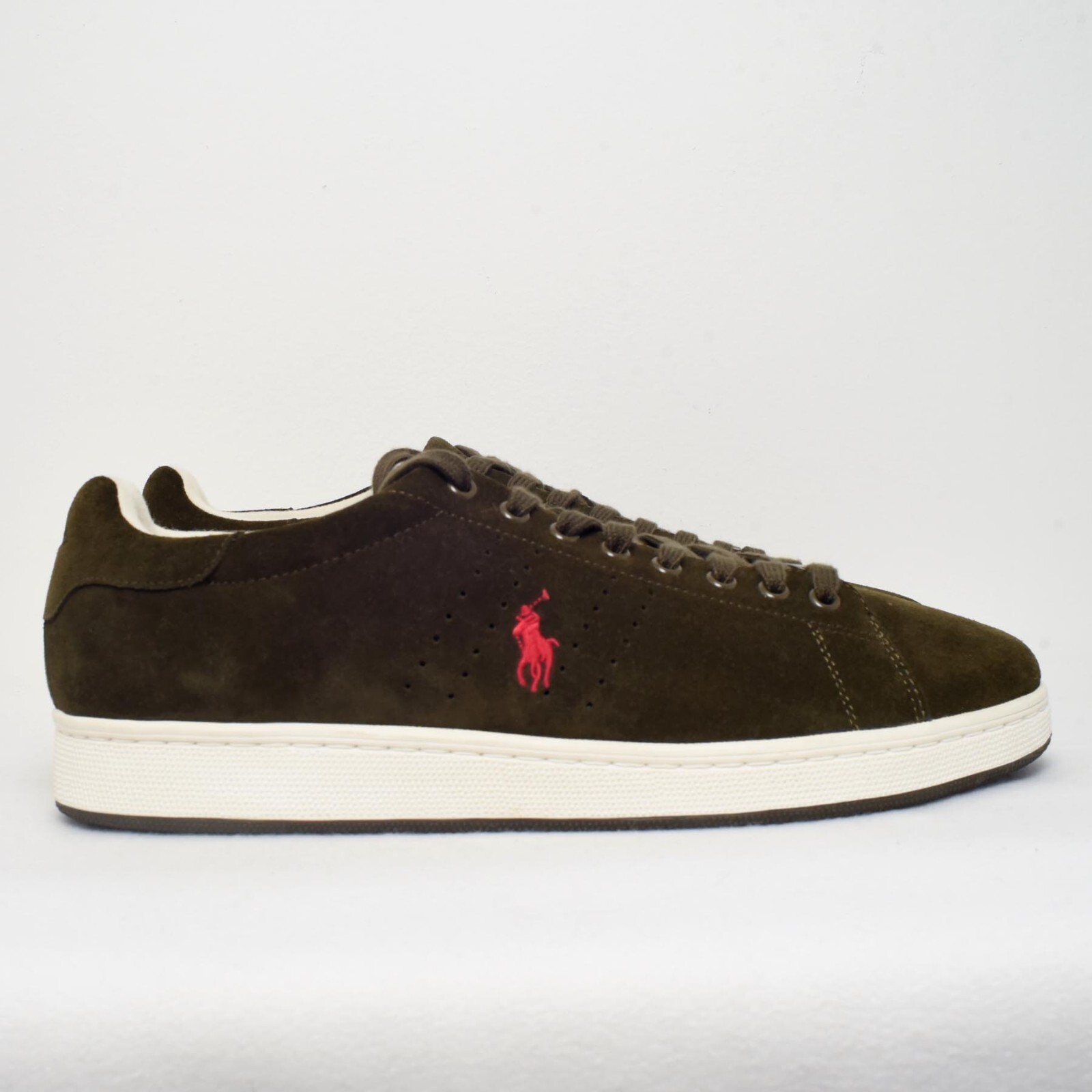 PONY Polo Ralph Lauren sneakers scamosciate verde oliva scamosciate taglia 13