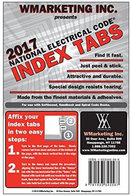 2017 NATIONAL ELECTRICAL CODE (NEC) TABS - 96 TABS By Wmarketing Inc. **Mint**