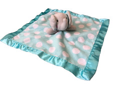 Circo Elephant Baby Lovey Turquoise White Polka Dot Security Blanket Satin Trim