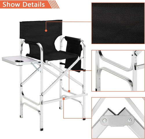 Directors Chair,Portable Makeup Artist Bar Height, Aluminum Frame,Folding - Picture 4 of 8