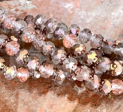 Matte Apollo AB Rosebud Czech Glass Beads 25 Pcs