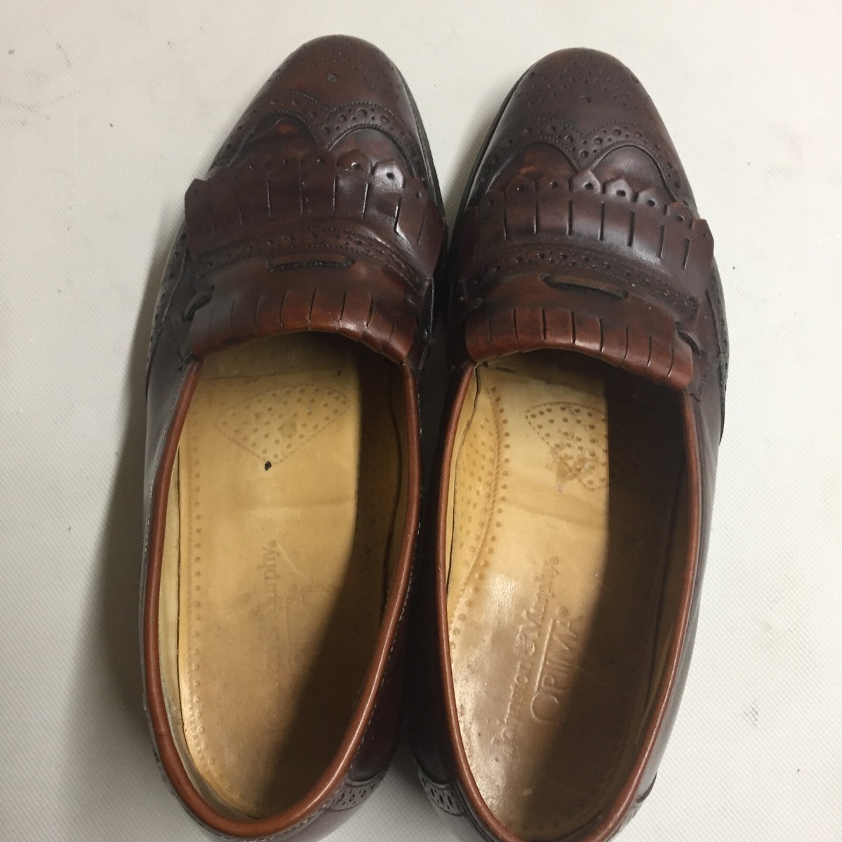 Johnston Murphy Optima Shoes Brogue Wingtips Kiltie Tassel Slip On Burgundy 15B Johnston Murphy Optima Loafer Men 13 D Black Leather Wingtip  main image 2