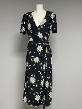 Ladies New daisy print wrap midi dress Ex Chainstore Peacocks Sizes 8-22