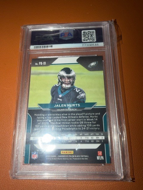 2020 Jalen Hurts ROOKIE Panini Chronicles Prizm Black RC #PB-19 GEM MT PSA 10 view 4