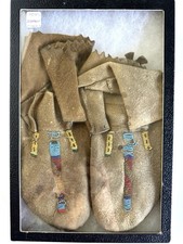 Antique Native American Arapaho Beaded Adult Moccasins - Circa 1900