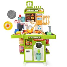 Upgrade Toy Kitchen Set for Kids Toddlers Mini Kitchen Playset with Spray Sin...