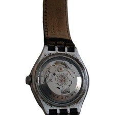 Swatch Irony Automatic. Edelstahl. Lederarmband. Leuchttzeiger.