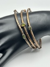 Set Of 3 Copper Tone Fashion Bangle Bracelets With Multicolored Stones
