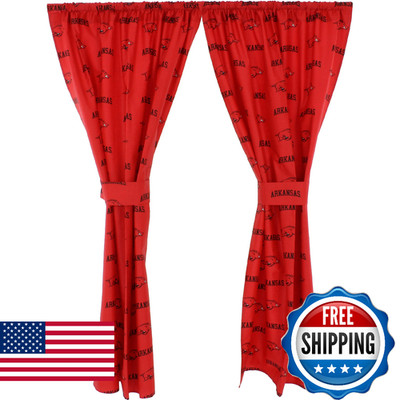 College Covers Everything Comfy Arkansas Razorbacks Curtain Panel Set, 2 Panels,