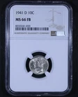 1941-D Mercury Dime - 10c NGC MS66 FB - Full Bands - Nice Example!