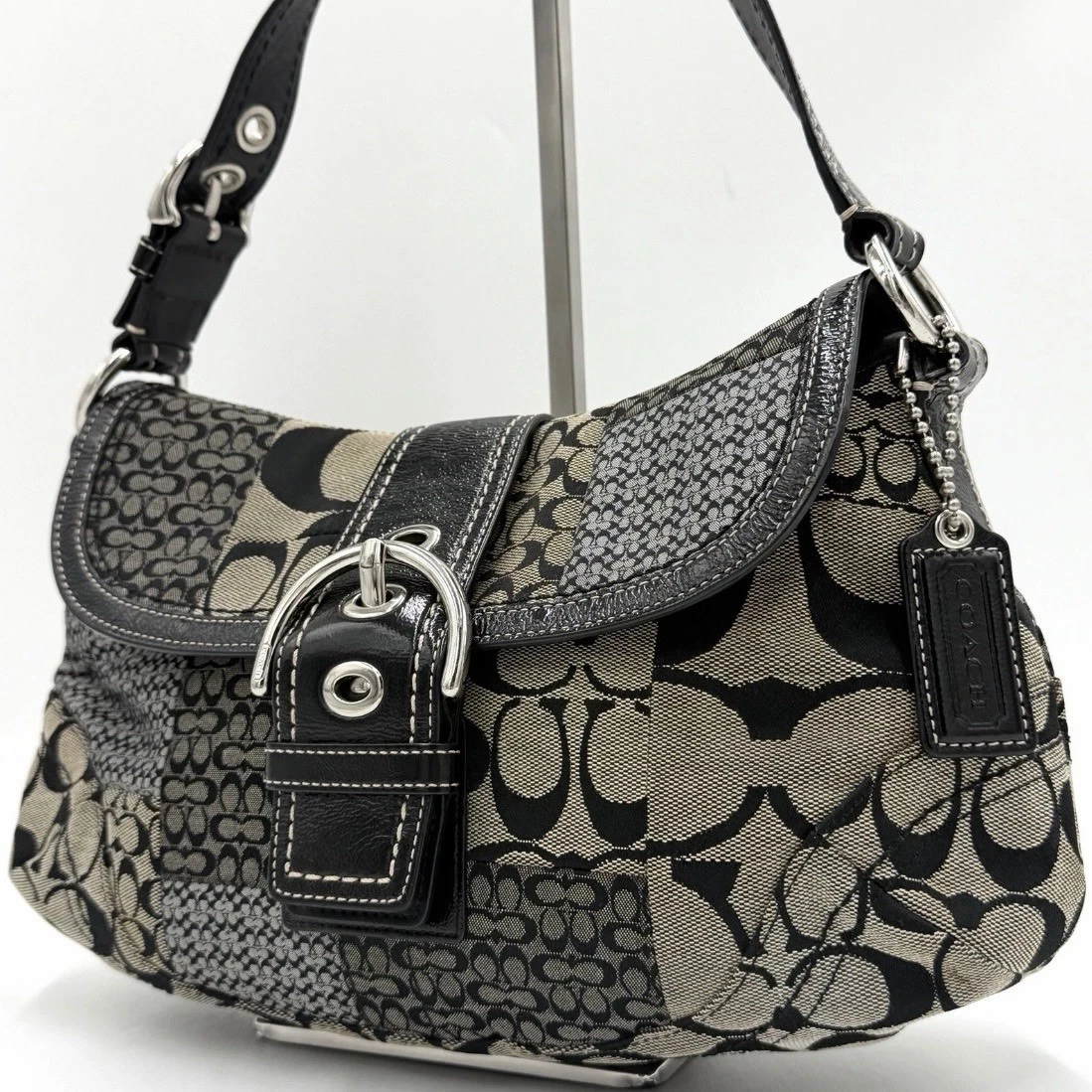 Coach Patchwork Shoulder Bag Patent Bags & Handbags for Women for