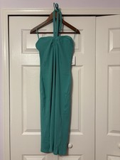 Nine West Halter Dress XL NWT Green Blue Spring Summer Vacation Cruise Resort