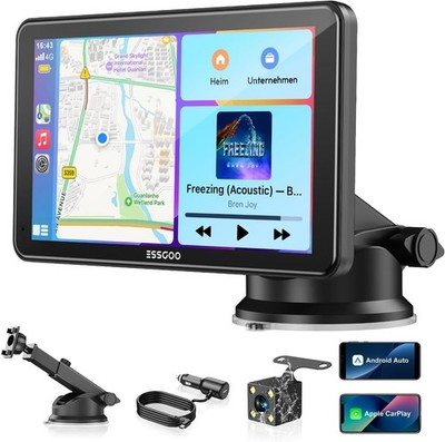 ESSGOO Carplay Android Car Display with Rear View Camera, 7 Inch Carplay Screen