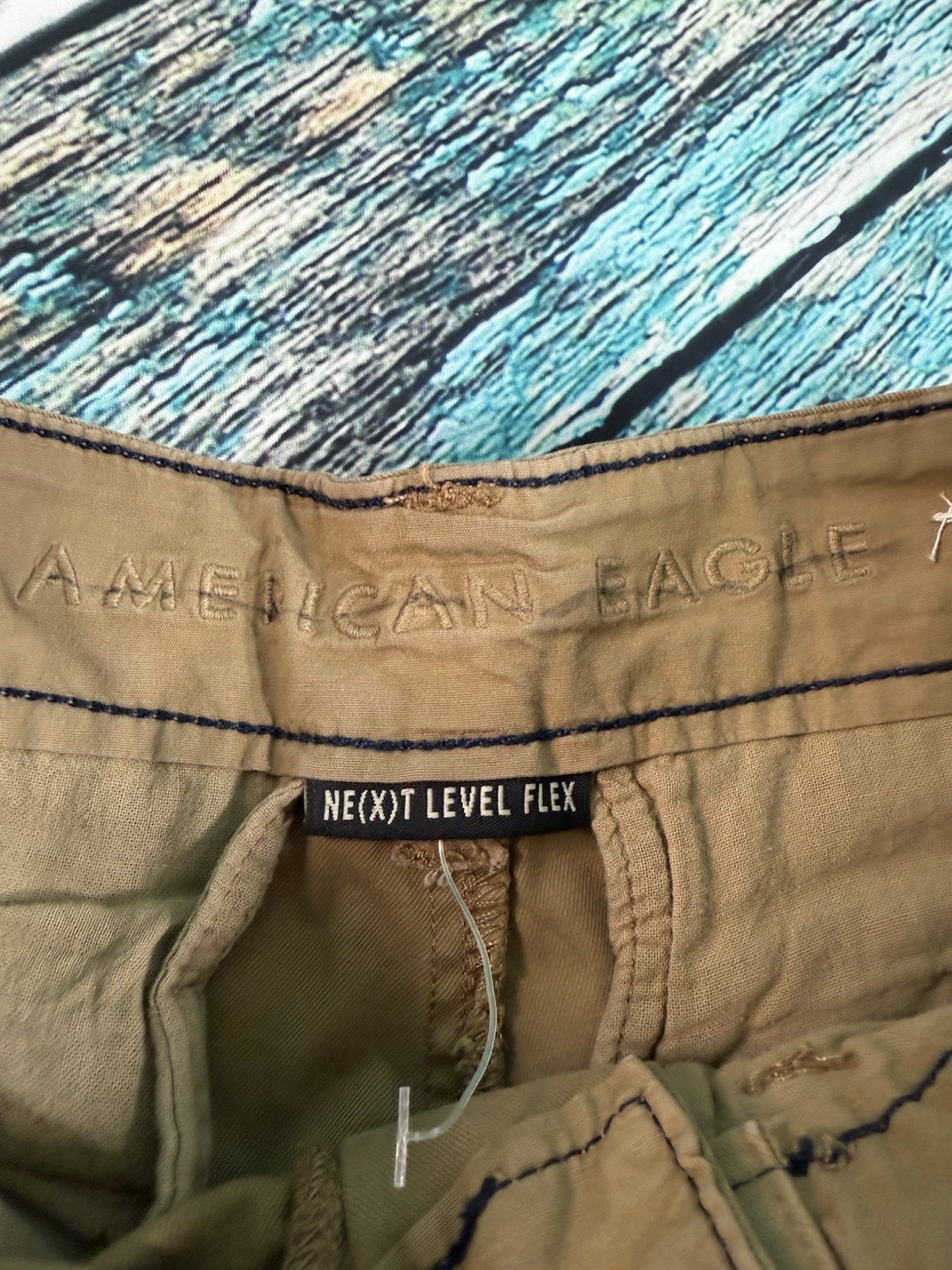 American Eagle Men's Flex Cargo Shorts Size 28 Khaki Cotton Blend image 3