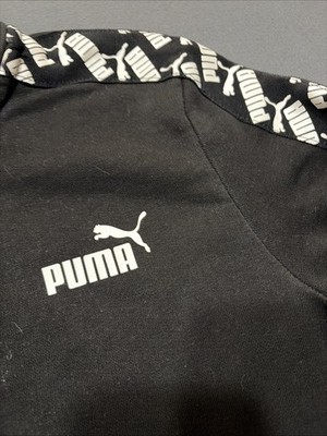Puma Micro Tape Track Jacket Black White Logo Full Zip Women s Small