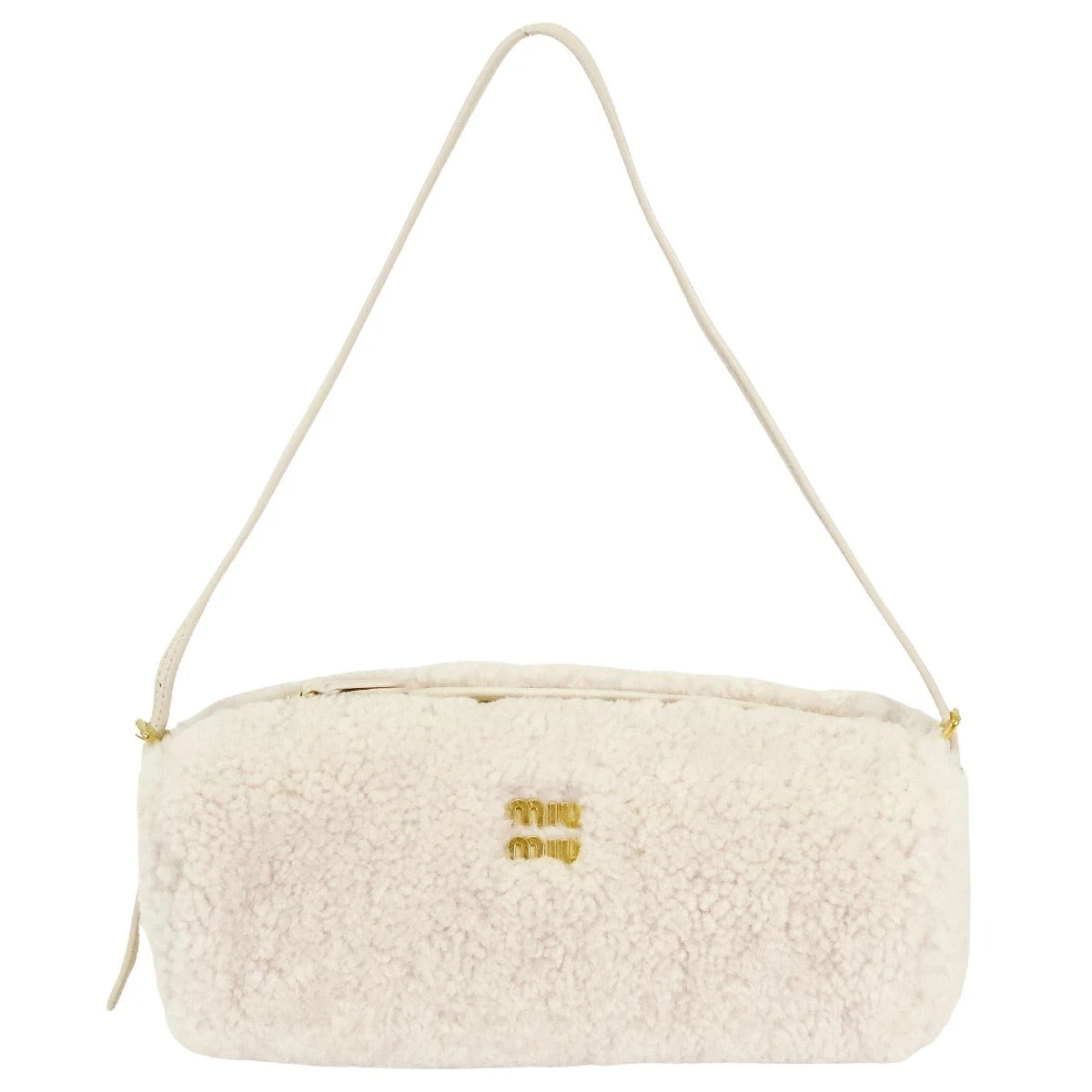 Miu Miu — Miu Miu Mouton #TU Ivory Sheep fur/Lamb leather Gold HW Handbag[EXCELLENT][A...