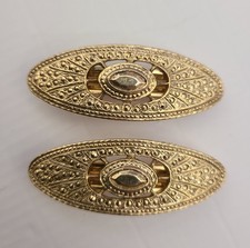 Vintage 1928 Brand Metal Hair Clip Barrette Made In France Gold Tone Lot Of 2