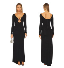 Alice + Olivia Kalena Crystal Cutout Jersey Maxi Dress Black Size 10 NWT